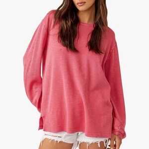 Free People We The Free Soul Song Long Sleeve Boyfriend Tee Shirt Small